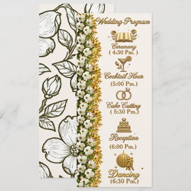 Hochzeitsprogrammkarte North Carolina Dogwood Programm (Vorne/Hinten)