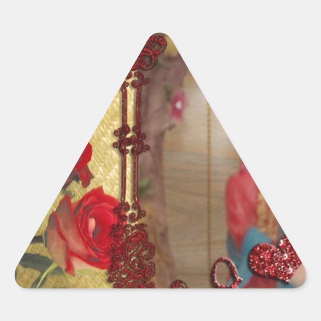 Hochzeitspuppe Portrait Grafik drucken Dreieckiger Aufkleber (Vorderseite)