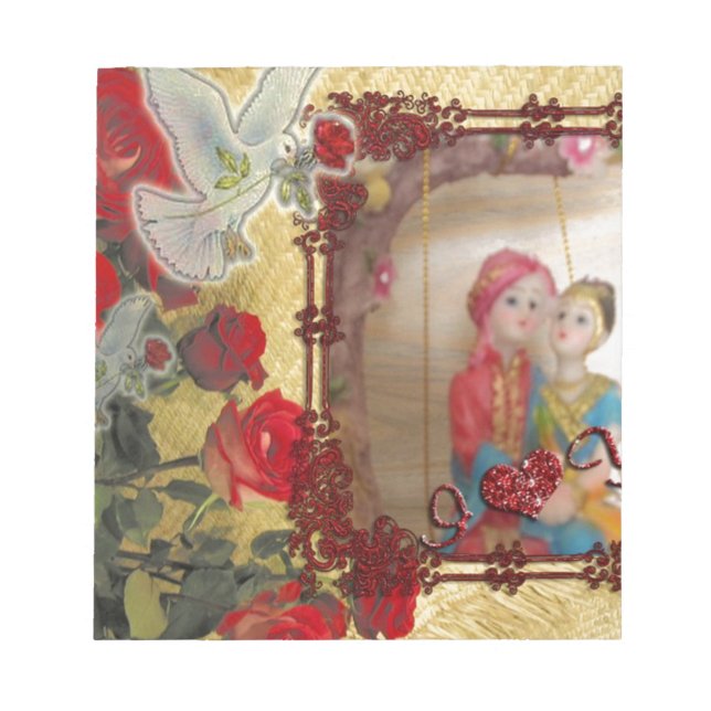 Hochzeitspuppe Portrait Grafik drucken Notizblock (Vorderseite)