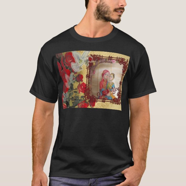 Hochzeitspuppe Portrait Grafik drucken T-Shirt (Vorderseite)