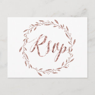Hochzeitsrabatte Rose Gold Foil Wreath Einladungspostkarte