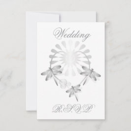 Hochzeitsradarkarte Silberdrachenfliegen Herz RSVP Karte