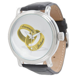 Hochzeitsränder ineinander greifen - Gravierte ind Armbanduhr