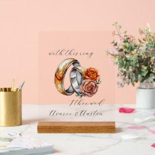 Hochzeitsraten und Blume Acrylschild