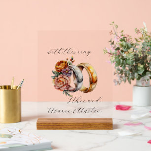 Hochzeitsraten und Blume Acrylschild