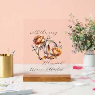 Hochzeitsraten und Blume Acrylschild