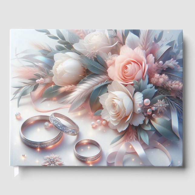 Hochzeitsraten und Blume Gästebuch (Vorderseite)
