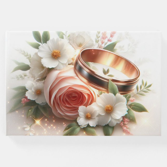 Hochzeitsraten und Blume Gästebuch (Vorderseite)
