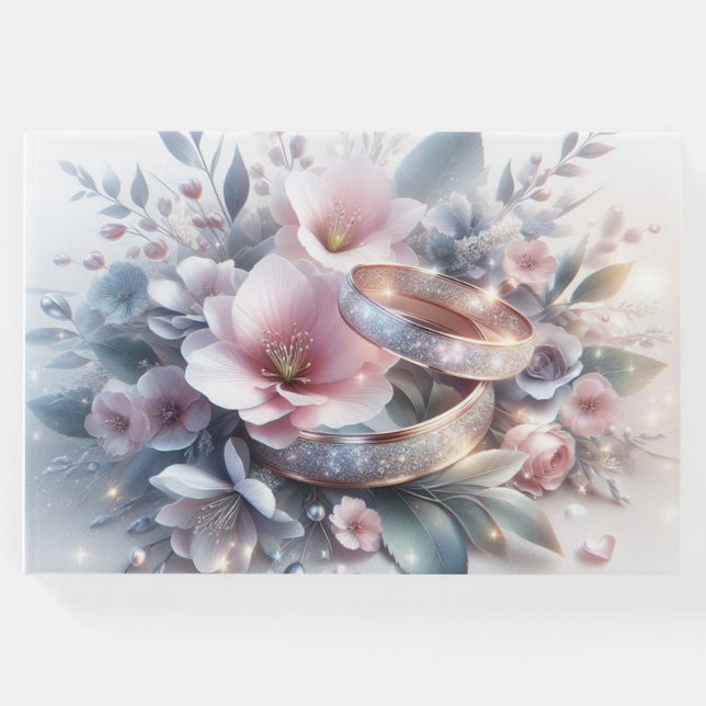 Hochzeitsraten und Blume Gästebuch (Vorderseite)