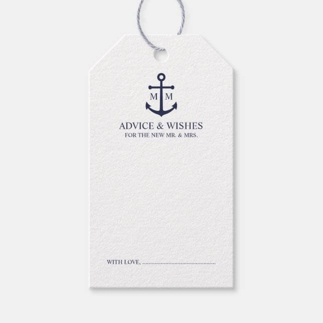 Hochzeitsratenkarte für die blaue Navy Geschenkanhänger (Vorderseite)