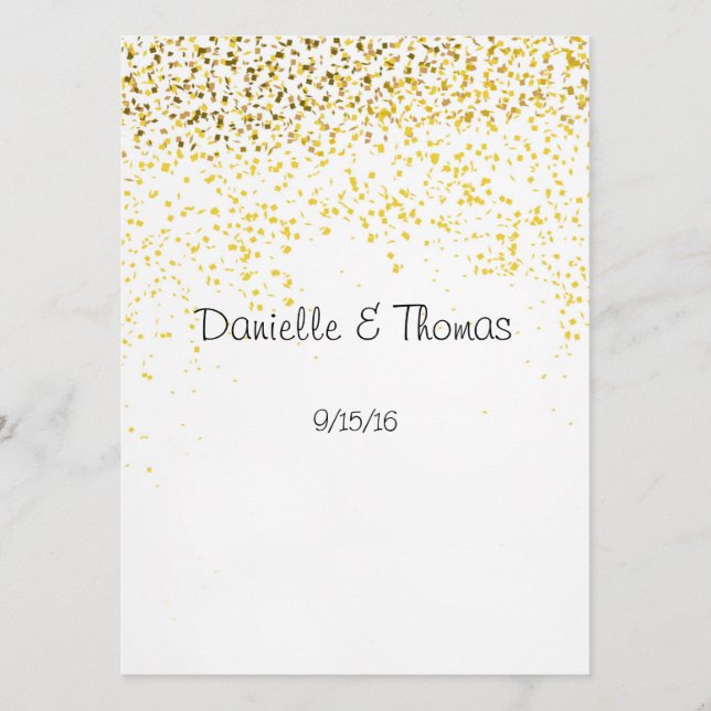 Hochzeitsratgeber, Elegant, Goldene Confetti Hinweiskarte (Vorderseite)