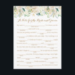 Hochzeitsratgeber für Gold und Weiße Blume Postkarte<br><div class="desc">Unsere Imitate Goldfolie und weiße Blume füllen Sie die leere Ratenkarten sind eine lustige Aktivität für eine Hochzeitsempfang oder Brautparty. Sie können die Überschrift ändern, wenn Sie möchten, indem Sie Zazzles Tool "Personalisieren Sie diese Vorlage" verwenden. Verpassen Sie nicht, unsere große Auswahl an koordinierenden Gegenständen auszuprobieren, indem Sie die Hochzeitskollektion...</div>