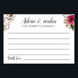 Hochzeitsratgeber und Wünsche mit Burgund-Blume Tischnummer<br><div class="desc">Diese wunderschönen personalisierten Ratschläge und Wunschkarten sind das perfekte Kompliment für Ihren Hochzeitsempfang oder Ihre Brautdusche. Dieses Design besticht durch bordeauxfarbene Blume und Platz für die Gäste,  um ihre Gedanken für Sie verlassen. Dies ist eine großartige Alternative zum Gästebuch. Koordinationszeichen verfügbar.</div>