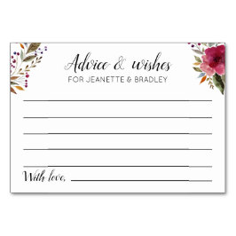 Hochzeitsratgeber und Wünsche mit Burgund-Blume Tischnummer