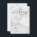 Hochzeitsratgeber und Wunschkarte aus klassischem  Hinweiskarte<br><div class="desc">Fügen Sie Ihrer Hochzeit eine persönliche Touch mit einem modernen Skript Hochzeitsratschlag und Wunschkarte hinzu. Diese Ratenkarte enthält den Titel "Worte der Weisheit" mit Details in grauem Skript und sans serif Schriftart Stil auf weißem Marmor Hintergrund. Ideal für Hochzeiten,  Babydusche,  Geburtstagsparty,  Brautparty,  Junggeselinnen-Abschied und alle besondere Anlässe.</div>