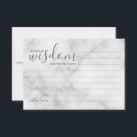 Hochzeitsratgeber und Wunschkarte aus klassischem  Hinweiskarte<br><div class="desc">Fügen Sie Ihrer Hochzeit eine persönliche Touch mit einem modernen Skript Hochzeitsratschlag und Wunschkarte hinzu. Diese Ratenkarte enthält den Titel "Worte der Weisheit" mit Details in grauem Skript und sans serif Schriftart Stil auf weißem Marmor Hintergrund. Ideal für Hochzeiten,  Babydusche,  Geburtstagsparty,  Brautparty,  Junggeselinnen-Abschied und alle besondere Anlässe.</div>