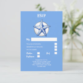 Hochzeitsreaktion auf Starfish-Blau RSVP Karte