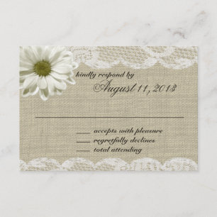 Hochzeitsreaktion von Daisy und Lace Country Burla RSVP Karte