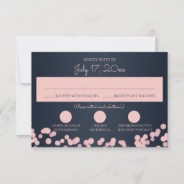 Hochzeitsreaktion von Navy Blue und Pink RSVP Karte