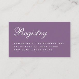 Hochzeitsregister Dusty Purple Einfache Schrift Begleitkarte