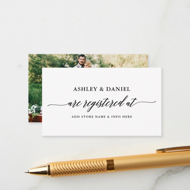 Hochzeitsregister Modernes elegantes Foto der Kall Begleitkarte (Vorderseite/Rückseite Beispiel)