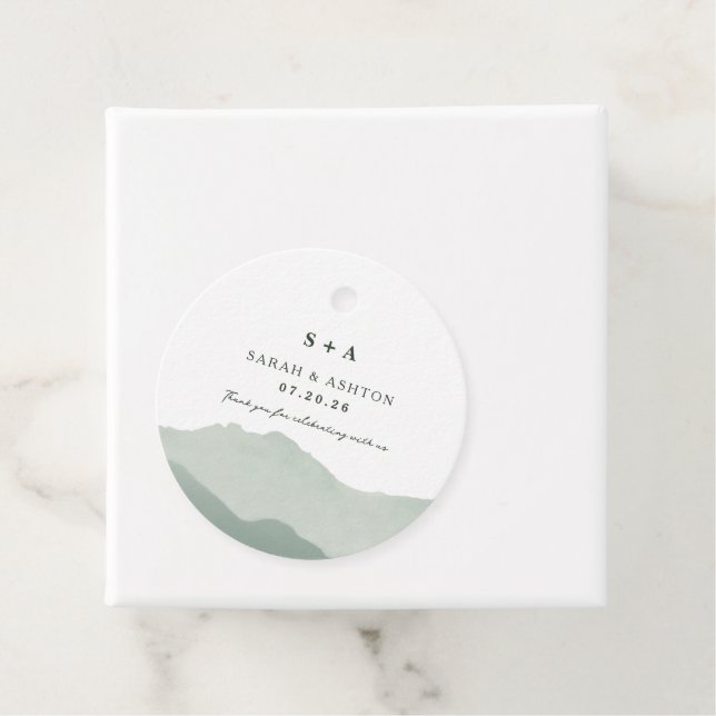 Hochzeitsreise in den Bergen Geschenkanhänger (Beispiel)