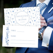 Hochzeitsreise mit blauer Wildblume Flat Platzkart