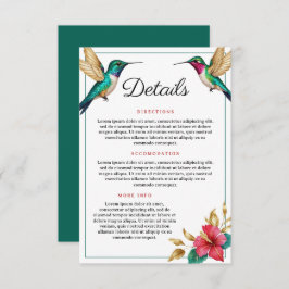 Hochzeitsreise mit Hummingvögeln in der roten trop Begleitkarte