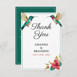 Hochzeitsreise mit Hummingvögeln in der roten trop Dankeskarte