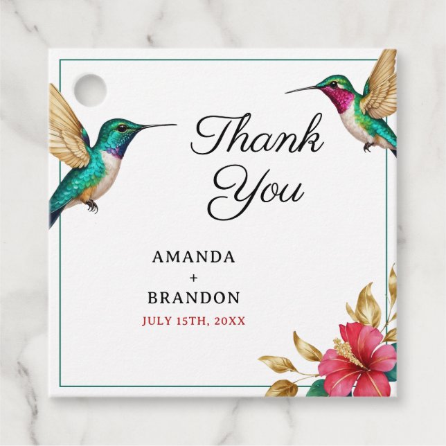 Hochzeitsreise mit Hummingvögeln in der roten trop Geschenkanhänger (Vorderseite)