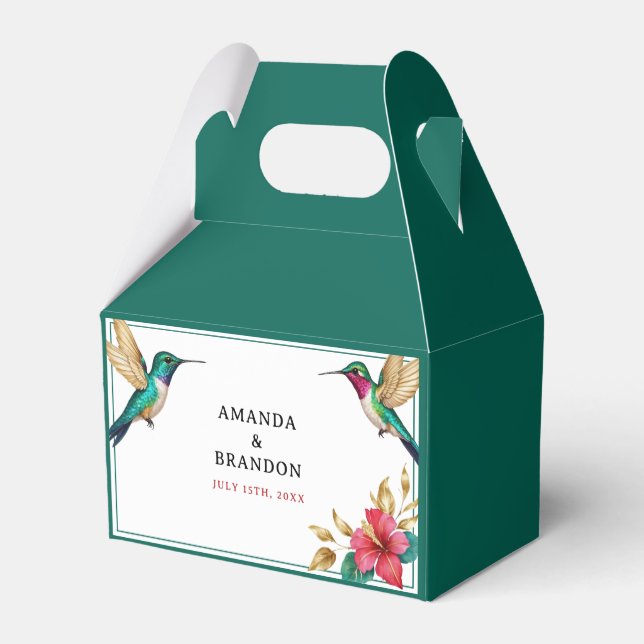 Hochzeitsreise mit Hummingvögeln in der roten trop Geschenkschachtel (Rückseite)
