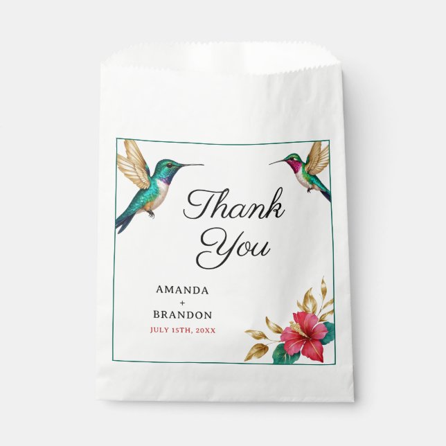 Hochzeitsreise mit Hummingvögeln in der roten trop Geschenktütchen (Vorderseite)