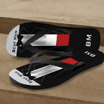 Hochzeitsreise Trauzeuge Personalisiert Tuxedo Fli Flip Flops<br><div class="desc">Hast du eine Hochzeit am Strand? Oder ziehen Sie sich einfach gerne mit dem schönsten Tuxedo an? Fügen Sie einfach Ihre Initialen und einen Namen hinzu</div>