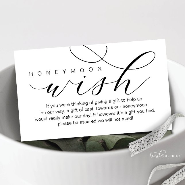Hochzeitsreise wünschenswert, moderne Eleganz mini Begleitkarte (Wedding Honeymoon Wish, Modern Beautiful Elegance Luxury Enclosure Card)