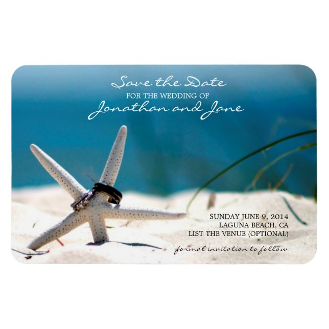 Hochzeitsrennen am Strand Starfish Save the Date Magnet (Horizontal)