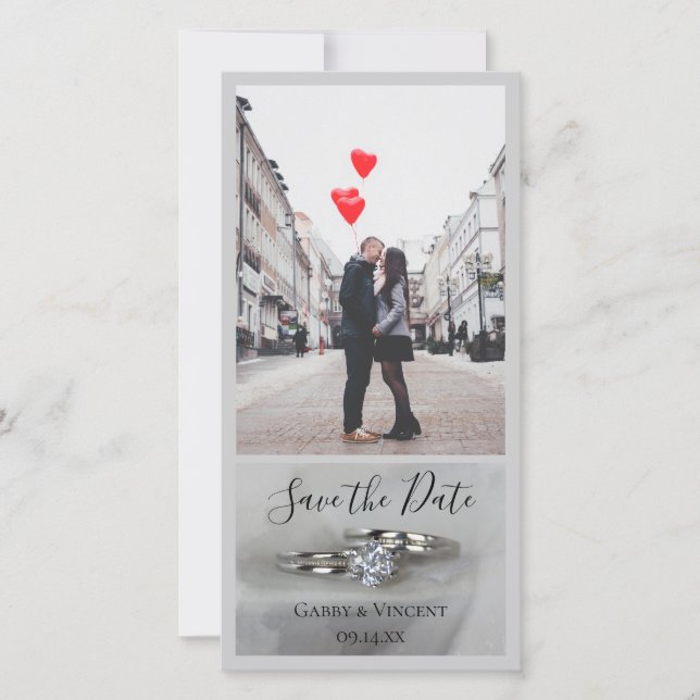 Hochzeitsrennen auf Grau Save the Date (Vorderseite)