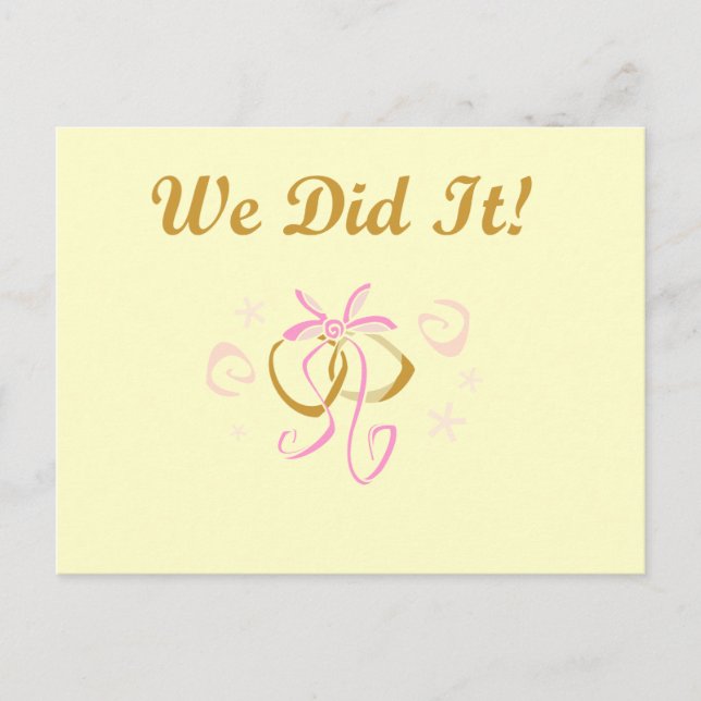 Hochzeitsrennen Wir haben es getan T - Shirt und G Postkarte (Vorderseite)