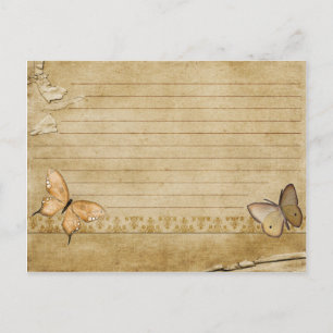 Hochzeitsrezeptkarte Vintage Schmetterling Postkarte