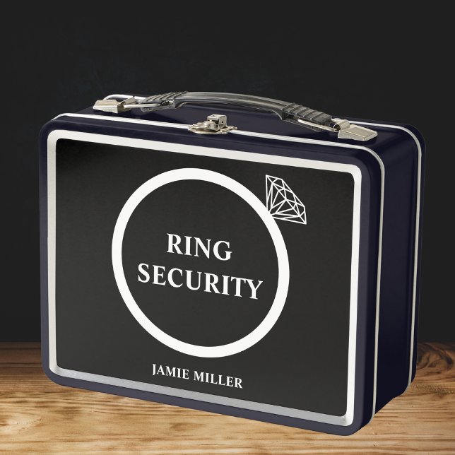 Hochzeitsring-Sicherheitsring-Träger Metall Brotdose (wedding ring security box ring bearer box stylish black and white diamond ring)