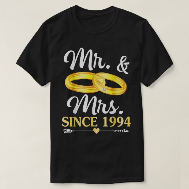 Hochzeitsring Verheiratet Mr. & Mrs. T-Shirt (Design vorne)
