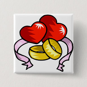 Hochzeitsringe im Herzen Button