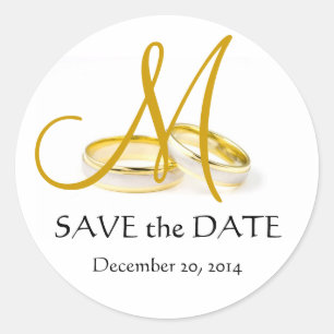Hochzeitsringe Monogramm Save-the-Date-Aufkleber G Runder Aufkleber