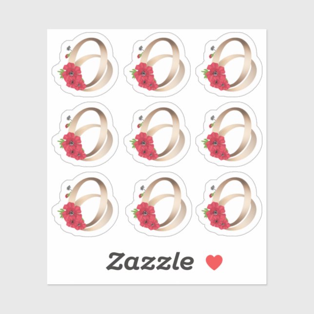 Hochzeitsringe, Ringe, Gold, Liebe, Vintag Aufkleber (Blatt)