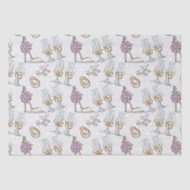 Hochzeitsringe und Champagner Seidenpapier (Vorderseite)