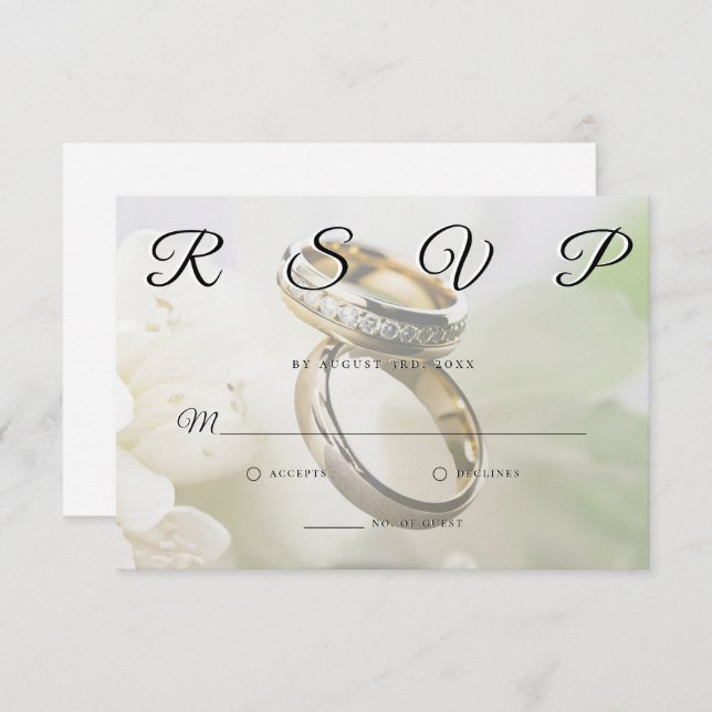 Hochzeitsrings Elegante Minimalistische RSVP-Karte RSVP Karte (Vorne/Hinten)
