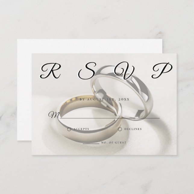 Hochzeitsrings Elegante Minimalistische RSVP-Karte RSVP Karte (Vorne/Hinten)