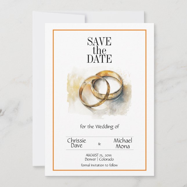 Hochzeitsrings Elegante White Wedding Save The Date (Vorderseite)