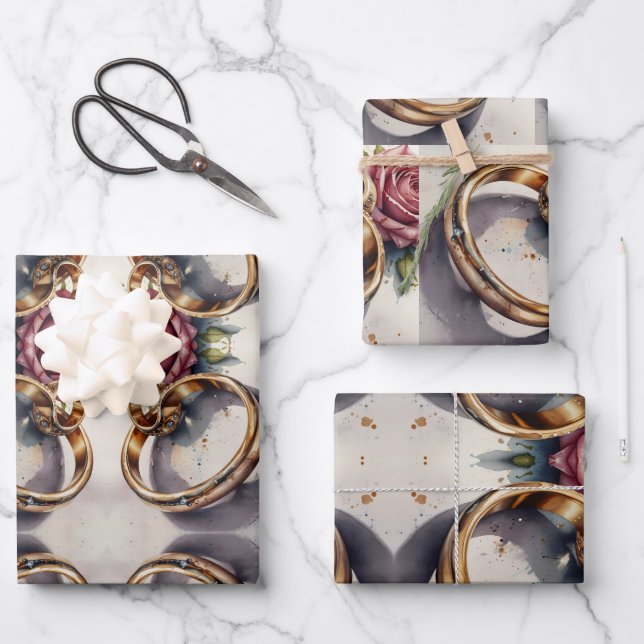 Hochzeitsrings Geschenkpapier Set (Vorderseite)