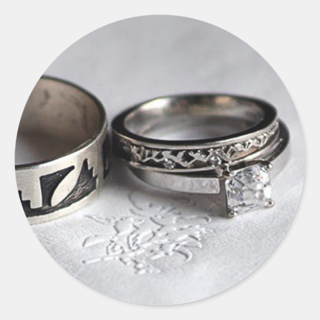 Hochzeitsrings Runder Aufkleber (Vorderseite)