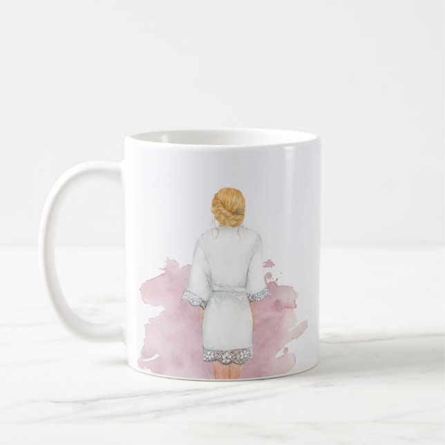Hochzeitsrobe Rosa Zukunft mrs Monogramm Kaffeetasse (Links)